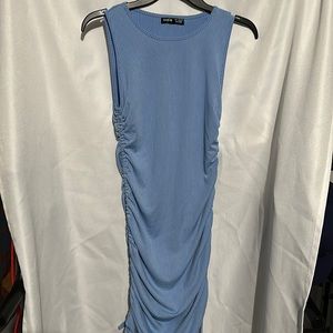 Drawstring Side Rib Knit Bodycon Dress